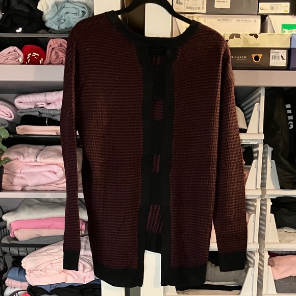 Devoted Luxury Apparel Burgundy & Black Sweater/Open Back Design - Picture 2 of 6